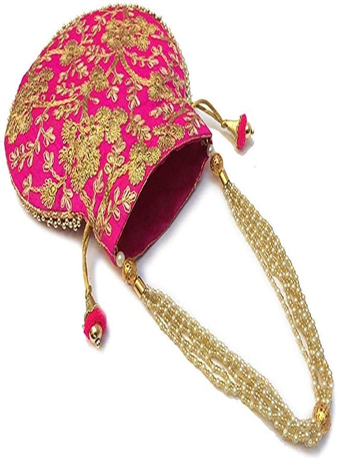 STLYZ Women's Potli Bag (Set Of 2) Rajasthani Style Silk Potli Handbag Wristlet Clutch Batwa Golden Work Embroidery Potli Wedding Gift For Ladies Ethnic Women Fashion Potli - Image 4